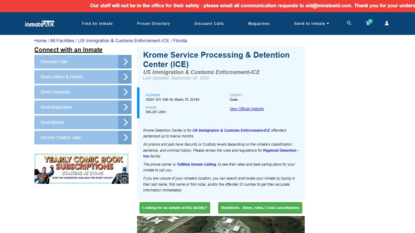 Krome Service Processing & Detention Center (ICE) & Inmate Search ...